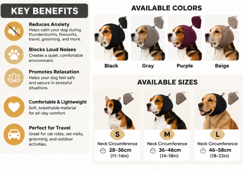 WagClub™ Adjustable Calming Ear Wrap for Dogs | Soft Noise-Reducing Hood