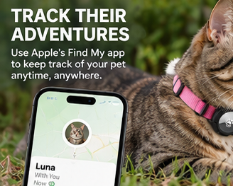 AirTag compatible cat collar used with Apple Find My, AirTag not included