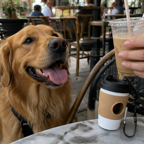 Lifestyle image 2 of coffee-cup shaped dog waste bag dispenser